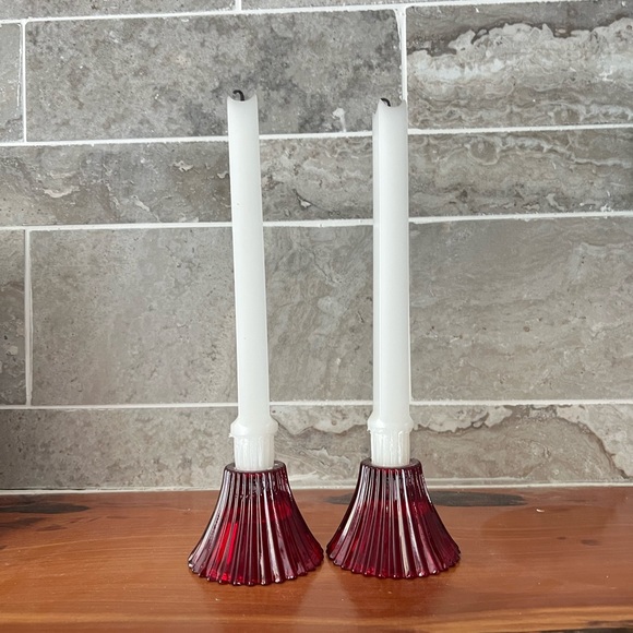 Red Glass Candle holders - Picture 3 of 8